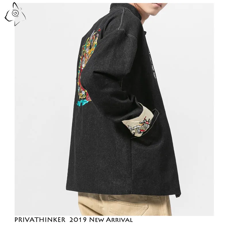 Privathinker 2019 Мужская Осенняя джинсовая куртка в китайском стиле мужская