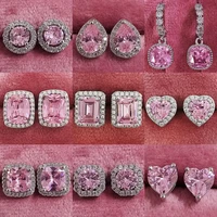 2021 new arrivals fashion luxury 925 sterling silver zircon stud pink earing earrings for women girl party gift jewelry z7