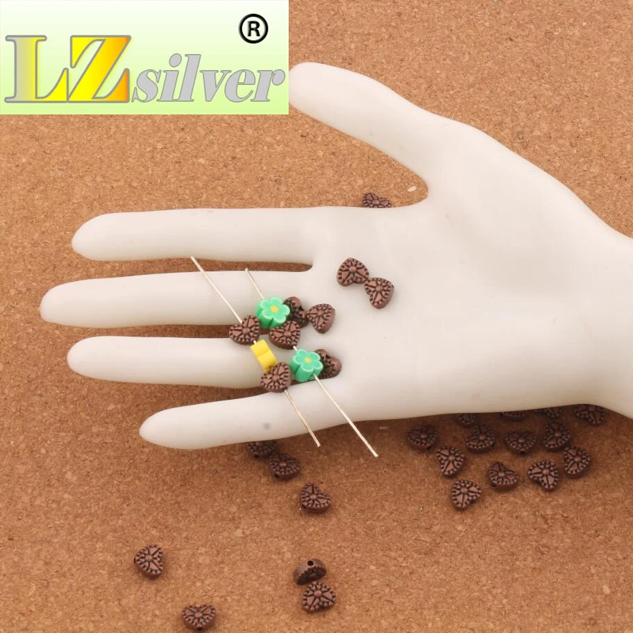 Dots Heart Beads 4.8x6.3mm 200PCS tibetan Copper Spacers Jewelry Findings L527
