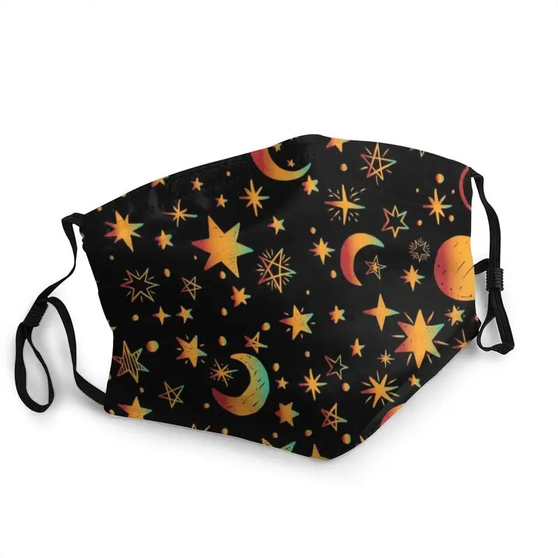 

Celestial Moon And Stars Mask Dustproof Reusable Galaxy Space Face Mask Protection Cover Unisex Adult Respirator Mouth Muffle