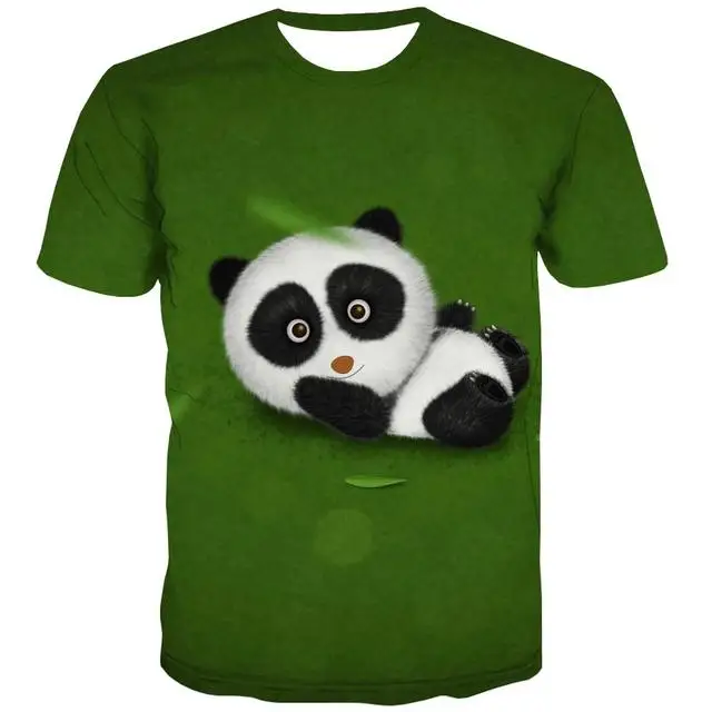 

2021 Hot City Boys & Girls Cartoon Panda T-shirt 3D Cute T-shirt Printed Green Youth Children's Casual Short Sleeve Clothing
