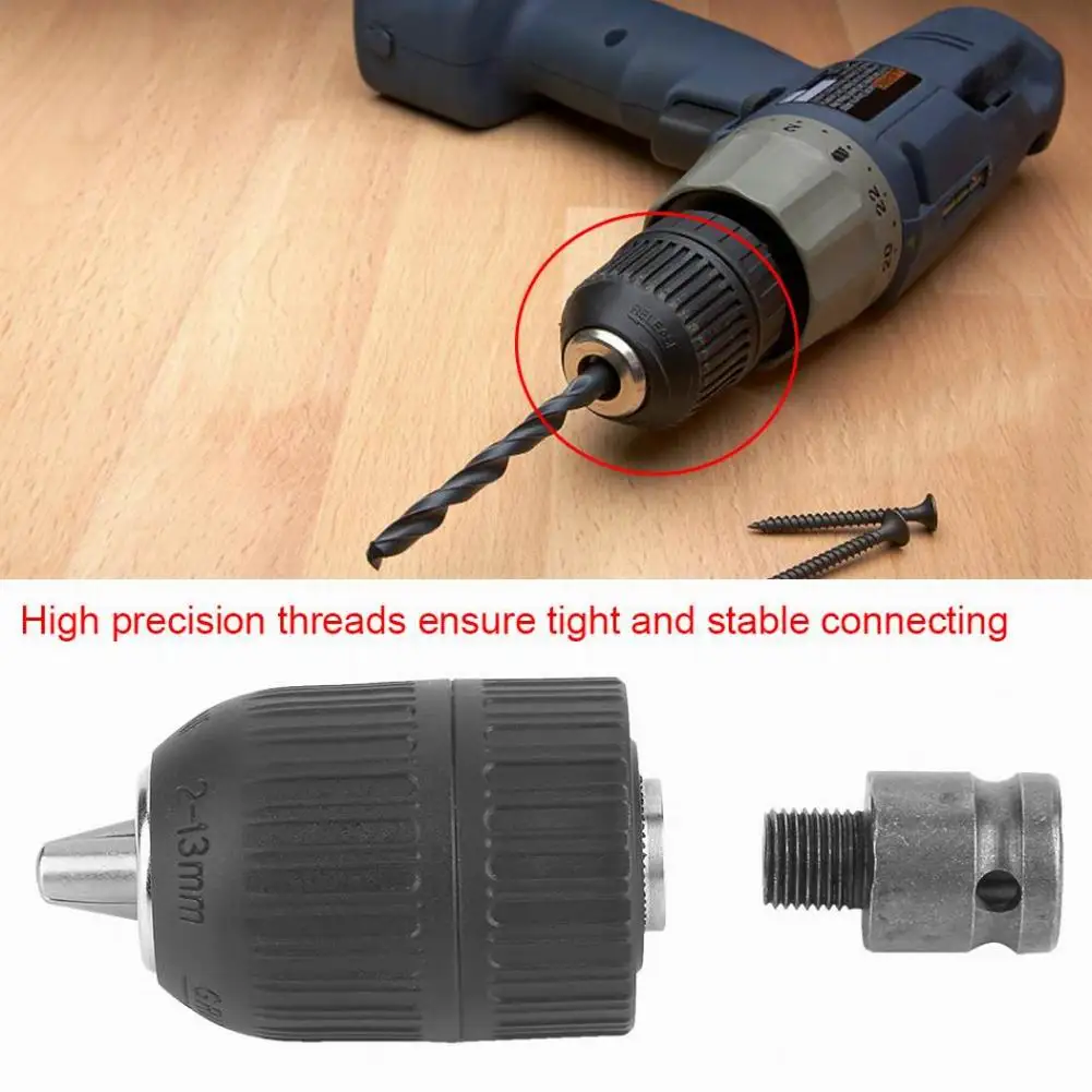 Electric Hammer Conversion Head+Electric Drill Hand-tight Chuck 2-13MM 1/2-20UNF Threaded Drill Chuck for Impact Wrench enlarge