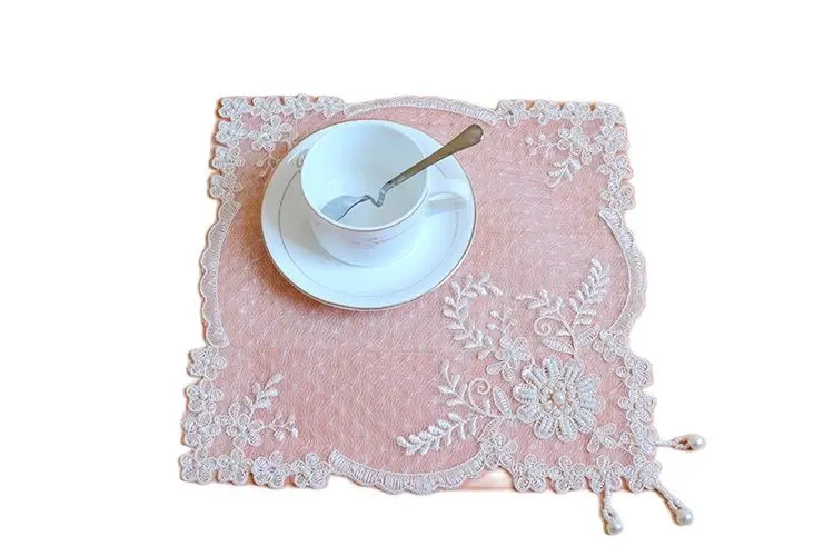 Роскошные кружевные бусины искусственный кофейный столик тканевый коврик чашка