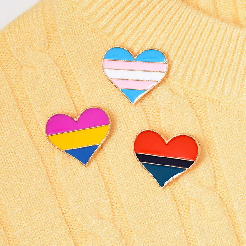 Эмалированная шпилька в форме сердца ЛГБТ яркий флаг Женская бисексуальная
