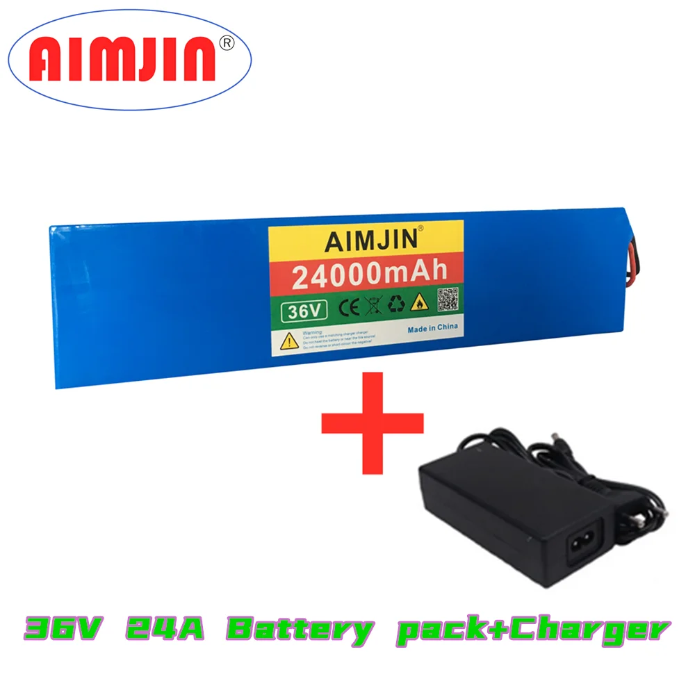 

36V 24Ah 10S3P 18650 Lithium Battery Pack 600Watt 20A BMS T plug For Electric Bicycle Battery Accessories