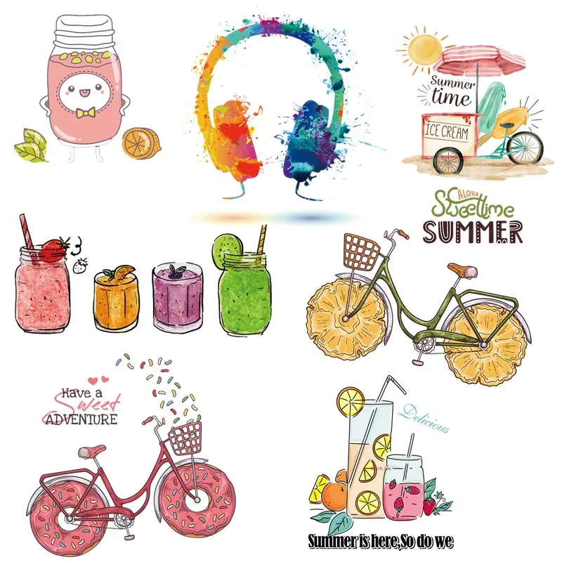 Летний стиль пластырь фрукты железо для переноса одежды футболка велосипед