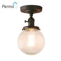 permo vintage industrial mini 5 9 round clear glass globe semi flush mount ceiling light fixture