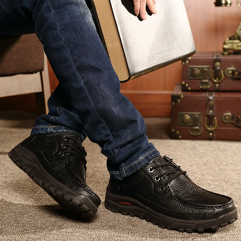 Зимняя обувь мужская водонепроницаемая повседневная из натуральной кожи без