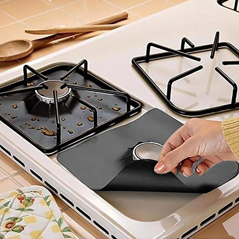 

1/4pc Gas Stove Cooker Protectors Cover Liner Clean Mat Plate Cover Pad Kitchen Gas Stove Stovetop Protector Kitchen Accessories