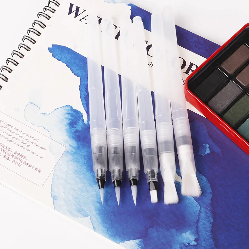 6 шт./партия многоразового Краски кисти мягкие акварель набор нейлоновых