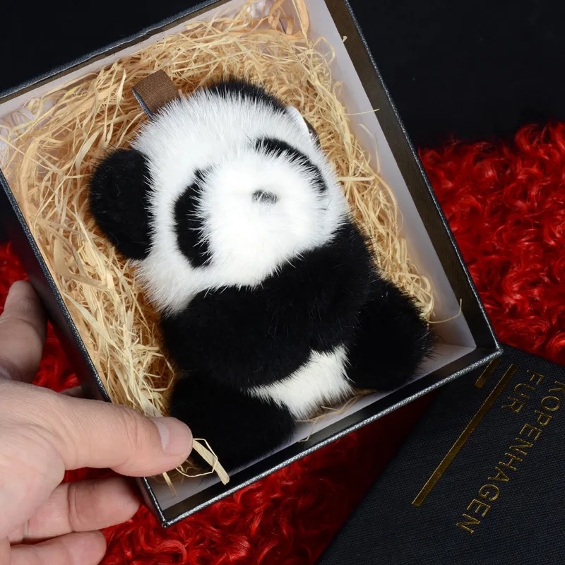 

Imported Mink Fur Grass Pendant Panda Plush Jewelry Bag Pendant Car Pendant Key Chain High End Fashion