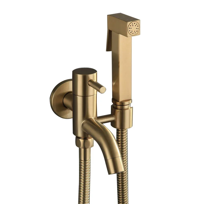 Набор для биде латунный ручной распылитель унитаза золотистый портативный