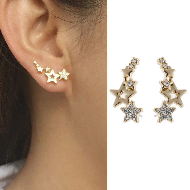 

2021 Hot Selling Simple Stylish Star Women Drop Earrings Shiny White Zircon Exquisite Versatile Female Earring Fashion Jewelry
