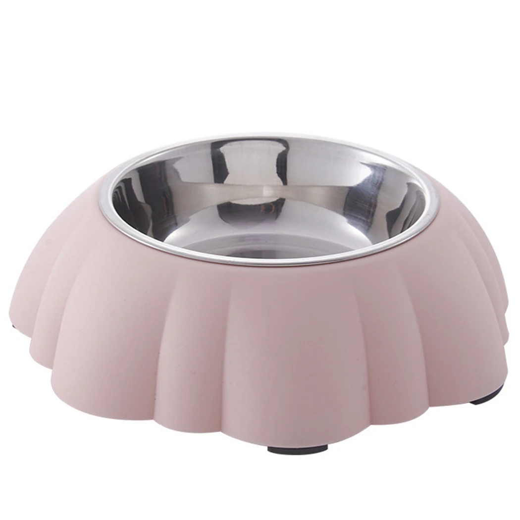 2 Творческий Нержавеющая сталь чаша для кормления домашних животных Pet Еда подачи воды Противоскользящее основание с милыми цветами, Форма миска для кота, собаки миски Кормовые принадлежности - Цвет: 2