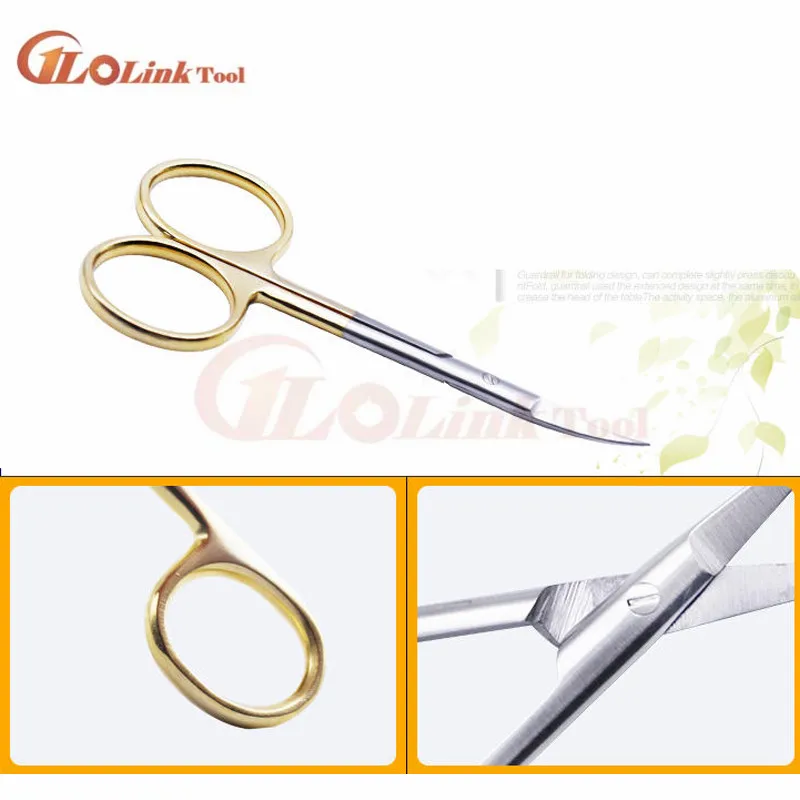 Ножницы для двойного века с золотой ручкой 9 5 см из нержавеющей стали