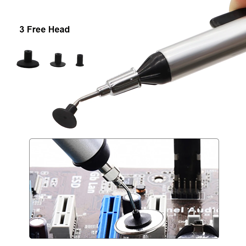 

Вакуумный всасывающий насос для удаления присоски IC SMD, Пинцет IC SMD, инструмент для захвата припоя, Распайка с 3 всасывающими насадками