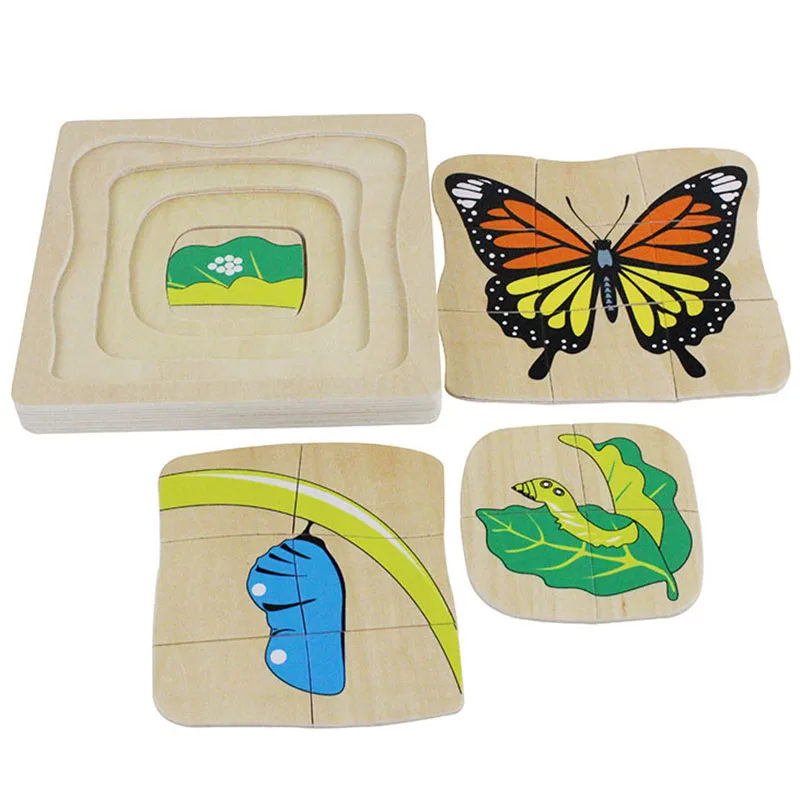 Игрушки-головоломки для роста бабочек Развивающие деревянные Многослойные