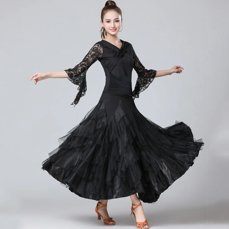 Latin dance ballroom modern competition dress and skirt short sleeves practice clothing | Тематическая одежда и униформа