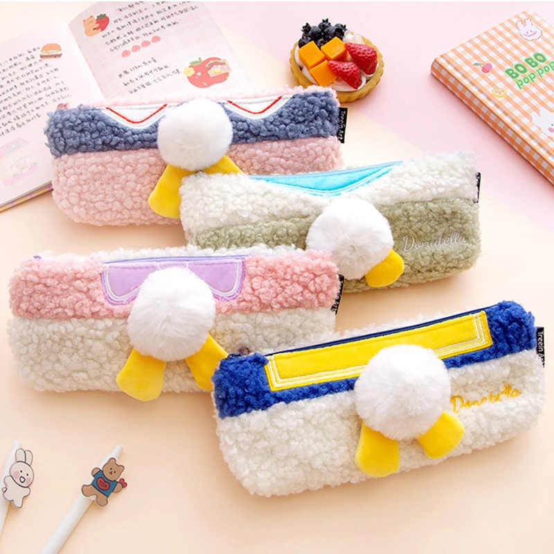 

Kawaii Pencil Pouch Large Capacity Pen Bag Plush Tail Cute Pencil Case for Kids Stationery Storage 22*10 School Office Supplies