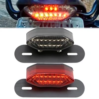 16 led motorcycle tail light turn signal brake license plate for universal motorbike integrated rear lamp w bracket red smoke