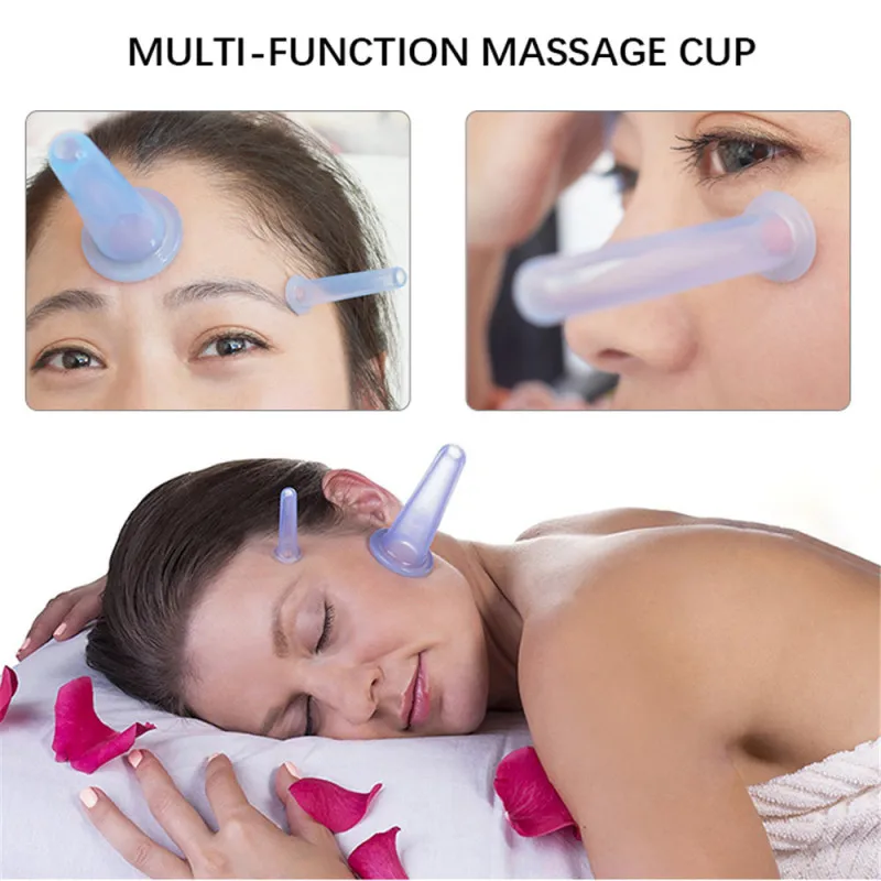 

4 Pcs Massage Vacuum Cupping Cans Jars Silicone Cans for Face Massage Anti Cellulite Anti-wrinkle Device Massager Cupping Set