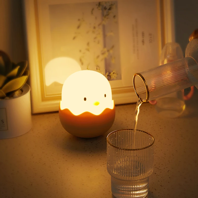 Chick Led Night Light USB Rechargeable Touch Sensor Bedroom Baby Bedside Lamp Cute Creative Egg Shell Decoration Gifts | Лампы и
