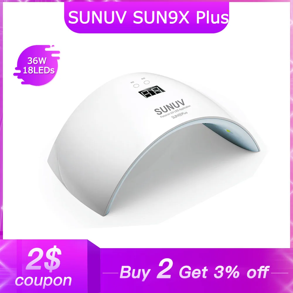 Сушилка для гель лака SUNUV SUN9X Plus УФ светодиодный лампа с ЖК дисплеем и кнопкой