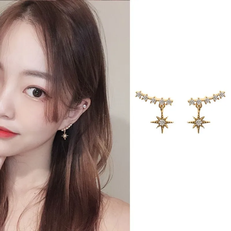Милые крошечная звезда Висячие серьги для девочек корейский дизайн лидер продаж