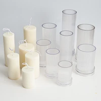 pc acrylic plastic mold candle making kit diy pinstripe round fine tooth cylindrical candle plastic mould striped candle tool