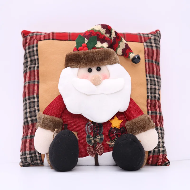 Удобная Рождественская льняная Подушка Санта-Клаус подушка со снеговиком Декор
