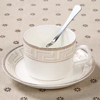 european bone china coffee cup set gold painted ceramic plate with spoon