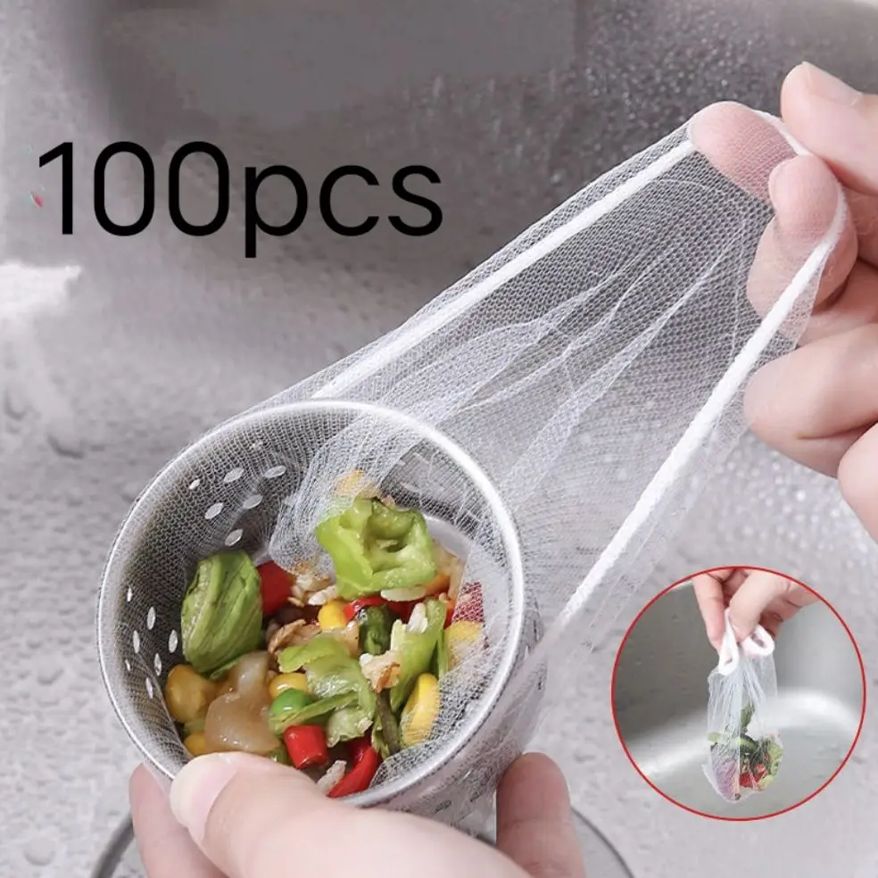 

Kitchen Rubbish Mesh Bag Prevent Sundries Clogging Mesh Trash Rubbish Bag Retractable Anti Clogging Supplies