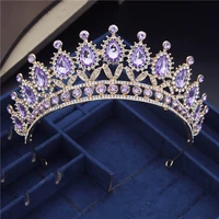 cenmon vintage purple rhinestone tiaras crown headbands bride headdress party diadem bridal wedding hair jewelry ornaments