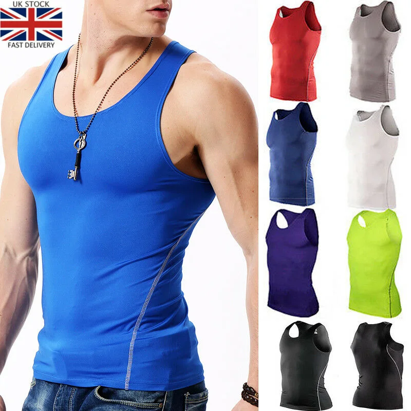 

Mens Compression Base Layer Gym Sport Top Vest Muscle Sleeveless Athletic Shirt