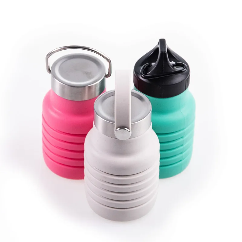 

silicone water bottle foldable silicone collapsible flexible drink folding travel bottle