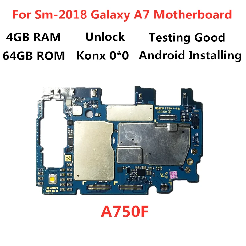 Оригинальная материнская плата SamuelT для Samsung Galaxy 2018 A7 разблокированная A750F 64 Гб logic