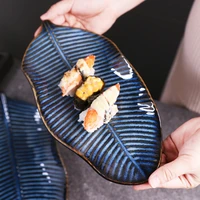 kiln turned ceramic plate large steamed fish leaf shaped irregular special restaurant