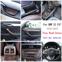full set interior car accessories for bmw x2 f47 16 21 car styling pine wood grain car center console button frame trim stickers