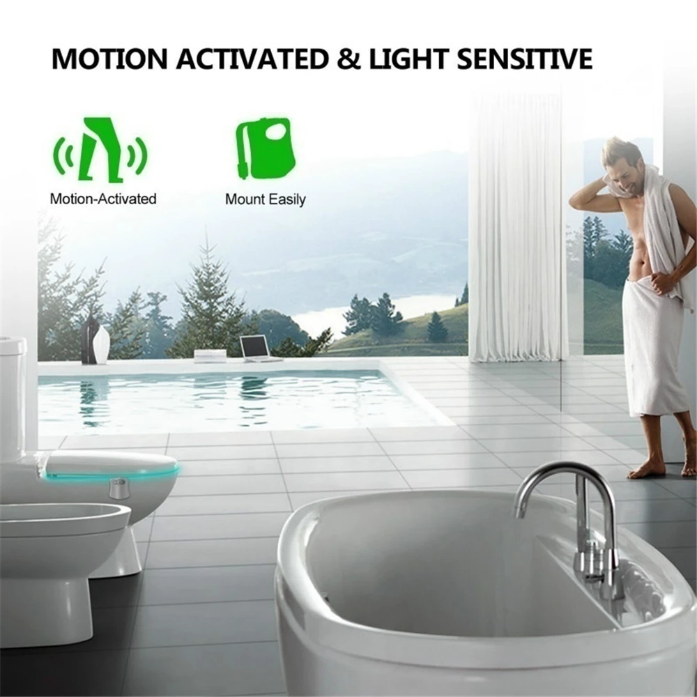 

8/16 Colors Toilet Sensor Lights Intelligent Induction Bathroom LED Body Motion Activated on/Off Seat Sensor Night Light