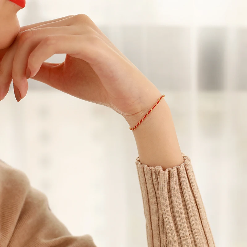 

925 Sterling Silver Red Rope Bracelet Female Ins Special-Interest Design Couple Gift Pair Woven Qixi Couple Style for Girlfriend