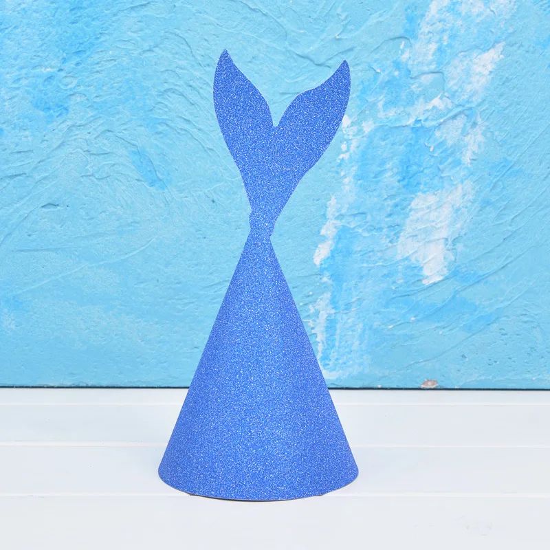 

10pcs Glitter Mermaid Tail Handmade DIY Party Hats Birthday Crown for Under The Sea Themed Party Decoration Coming with Ropes