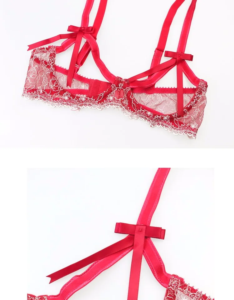 

The New Open Crotch Panty Underwear Set Women Lingerie Sexy Seduction Lingerie Open Breasts Small Breasts Push Up Bra