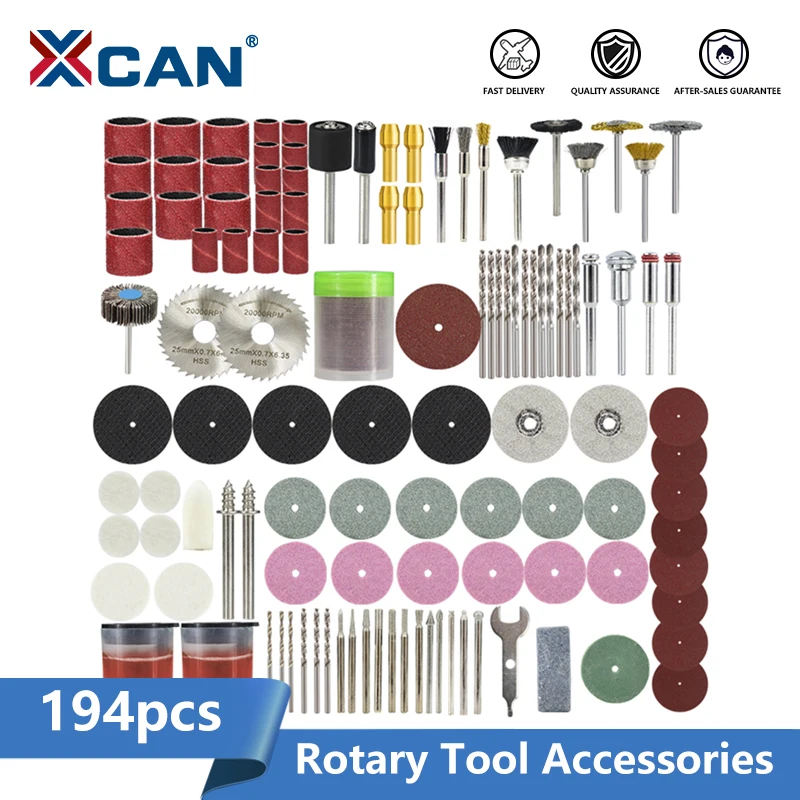 

XCAN 194pcs Abrasive Rotary Tool Accessories Electric Mini Drill Bit Kit Diamond Cutting Discs Sanding Grinding Set for Dremel