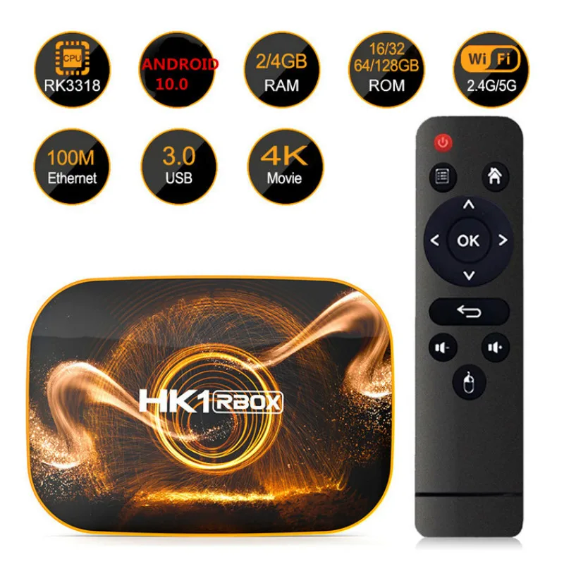 

2020 new Android tv box Android 10 HK1 RBOX RK3318 4k Dual Wifi Media player smart tv box tv Set top box android tv consoles