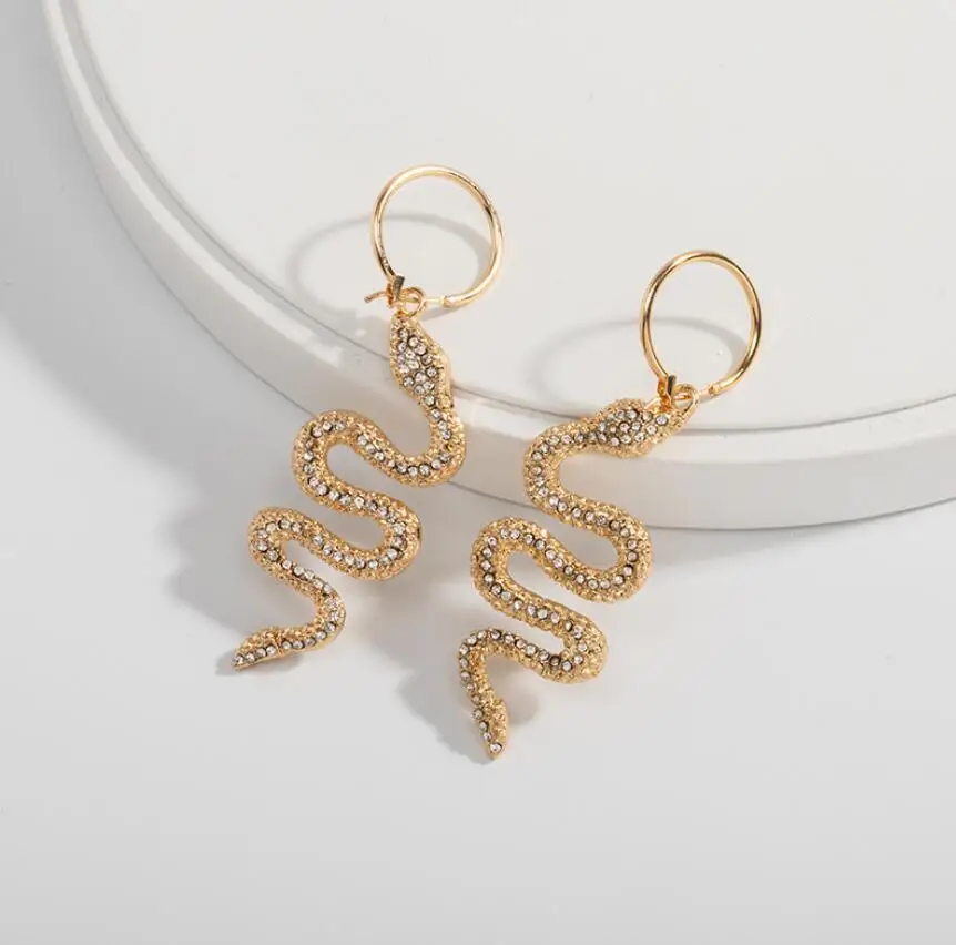 Серия сережек в виде змеи AH-84499/TRACYSGER/ - Окраска металла: Style -2