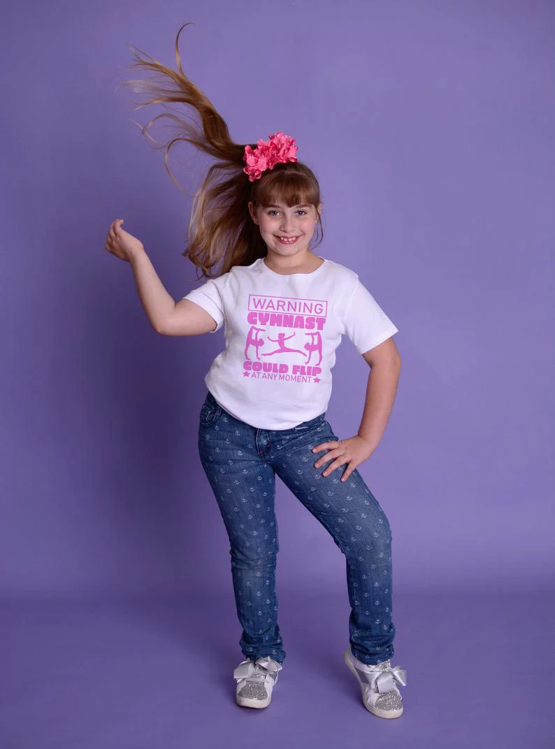 1 шт. Детская футболка с надписью I May Flip In Time|Тройники| |