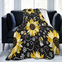 sunflower gray flannel blanket bedroom sheets living room sofa towel adult children girl outdoor quilt soft and light 6080 inch