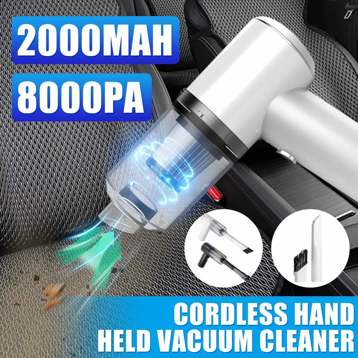 

8000Pa Wireless Car Vacuum Cleaner Cordless Handheld Auto Vacuum Home & Car Dual Use Mini Vacuum Cleaner With Built-in Battrery