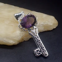 gemstonefactory jewelry big promotion 925 silver key design purple amethyst women ladies mom gifts necklace pendant 20213971