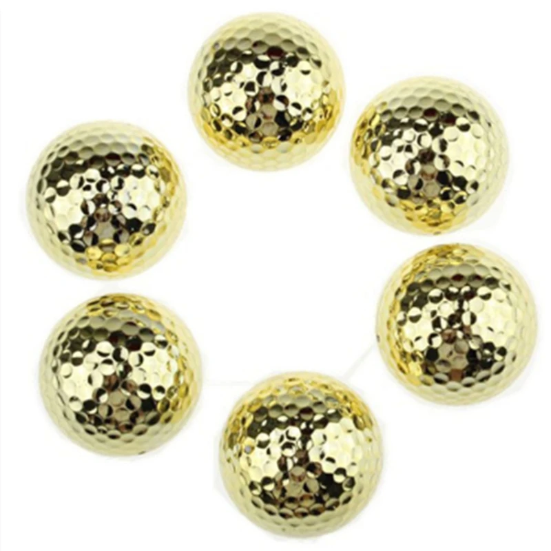 

6PCS Two Layer Golden Golf Balls Golf Practice Balls Training Two Pieces Balls As Gift